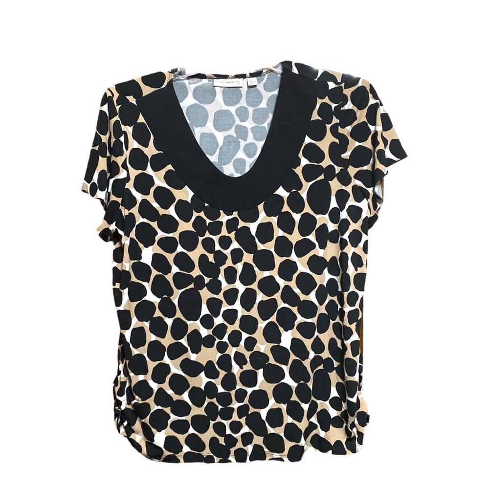 Susan Graver Animal Print Roused Siding Top L